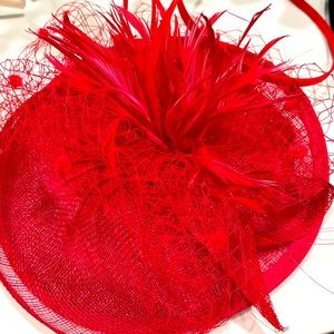 Red fascinator
